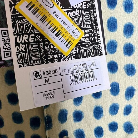 NWT House of Aama Adult Green Polka Dot Shirt Medium - Picture 8 of 9